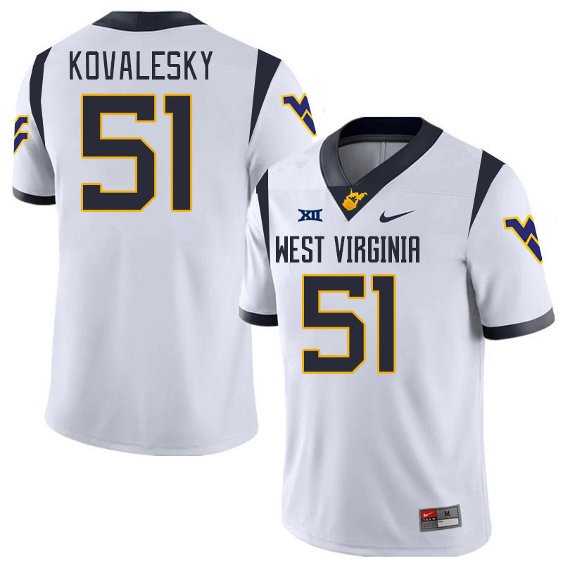 #51 Raymond Kovalesky West Virginia Mountaineers College 2024 New Uniforms Football Jerseys Stitched Sale-White